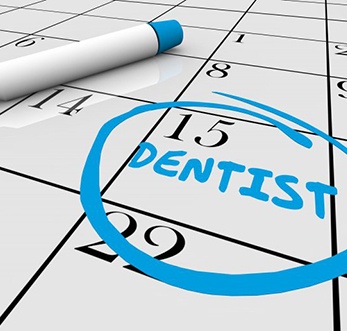 date of a dentist appointment circled on a calendar