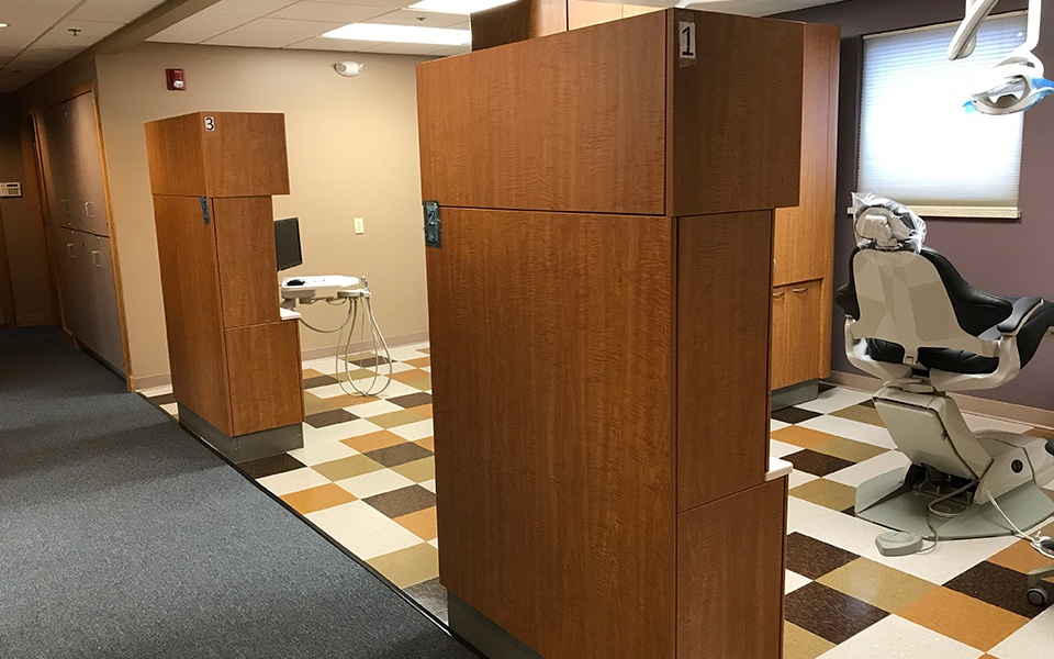 Hallway leading to dental exam rooms